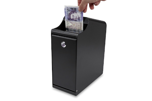 Heavy Duty Steel casing and More! The ZZap S20 POS Cash Safe Internal Cash Box Mounts onto a Surface