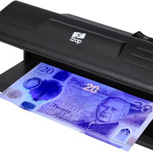 ZZap-D20-Counterfeit-Detector-UV light verifies the UV marks on all currencies