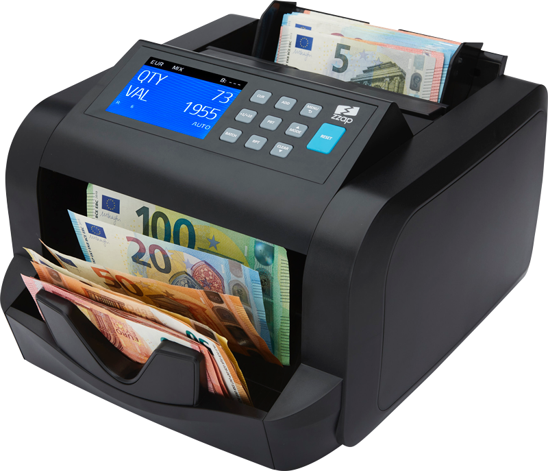 ZZap NC20 Pro Compteur de valeurs - compteur d'argent - détecteur de faux billets-Comptage de la valeur des billets mélangés en euros, livres sterling, CZK et PLN